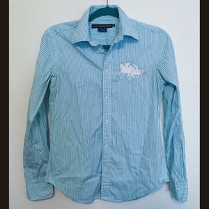 Ralph Lauren teal striped big pony button down